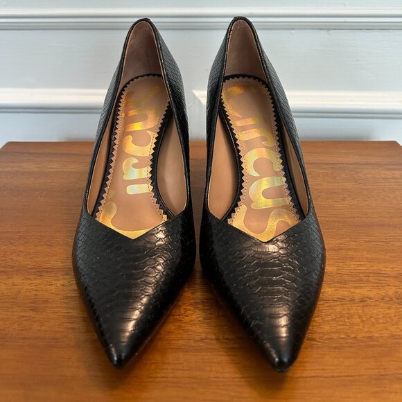 Circus by Sam Edelman Marlee Block-Heel Pumps | Black Crocodile | Size 7 - Picture 4 of 5